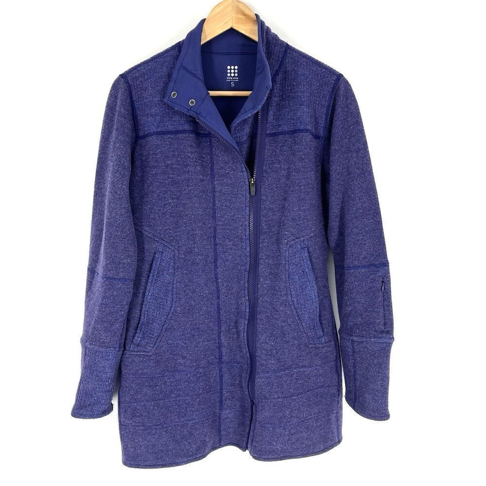 Title Nine Swacket Sweater Jacket Size Small Purple Wool Knit Full Zip Outdoor